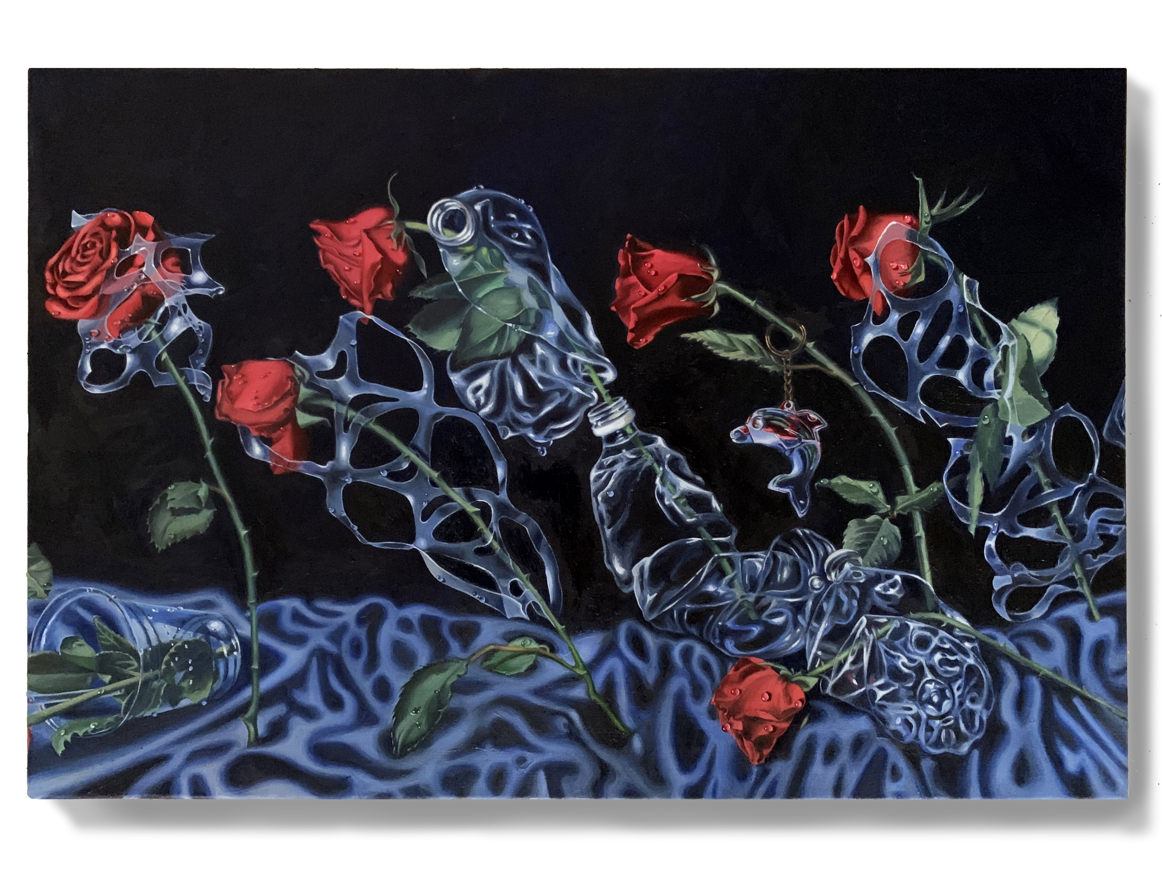 Bed Of Roses (Triptych), center, 20x30 2021 <br>oil on canvas